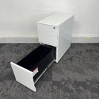 Used White Steel Slimline 3 Draw Mobile Pedestal
