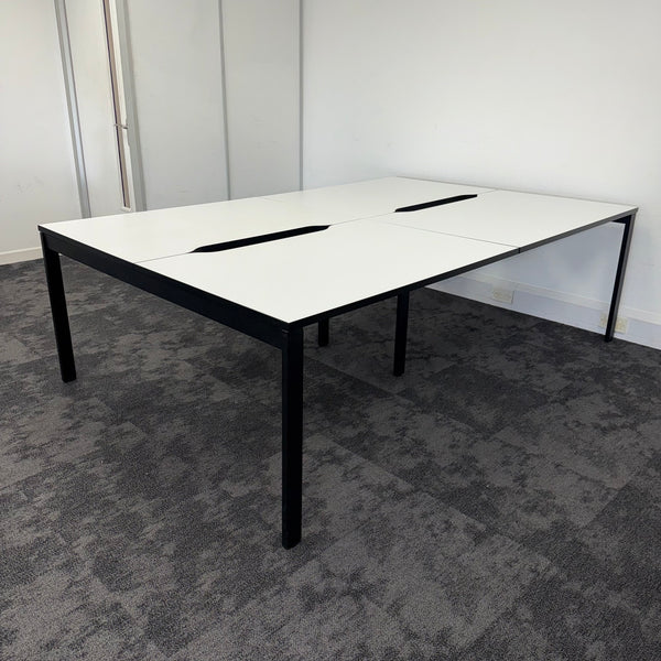Used White Bench Desk with Cable Tray 1200x800