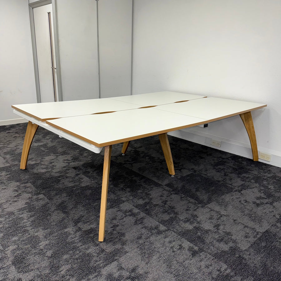 Used Fuze White Bench Desk with Cable Tray 1200x800