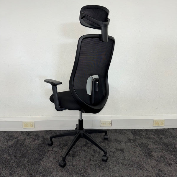 New Black Mesh Task Chair with Adjustable Lumbar and Headrest