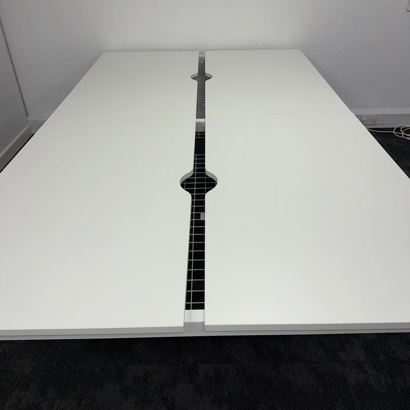 Used Senator Freeway White Bench Desk with Cable Trays