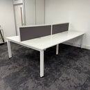Used Senator Freeway White Bench Desk with Cable Tray and Screen