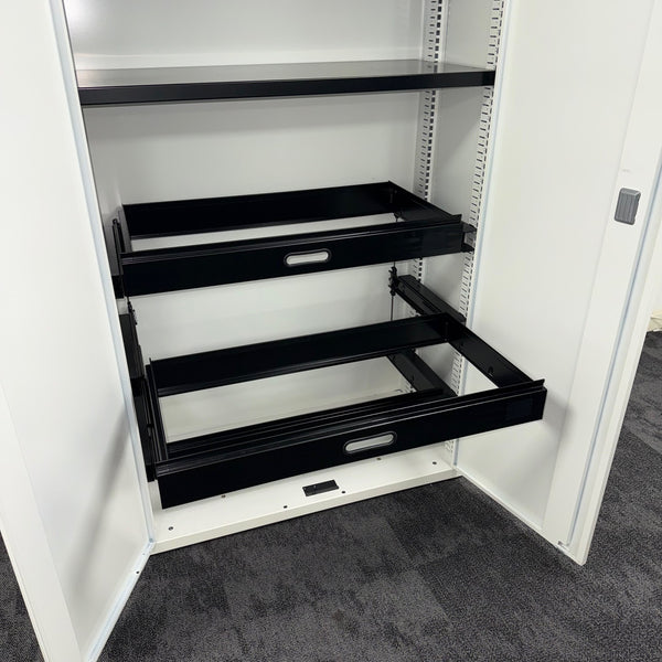 Used Senator Tall Cupboard with Shelves and Pull Out Filing