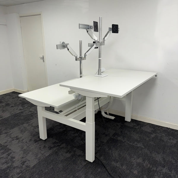 Used Senator Chemistry Electric Bench Desk with Humanscale Dual Monitor Arms