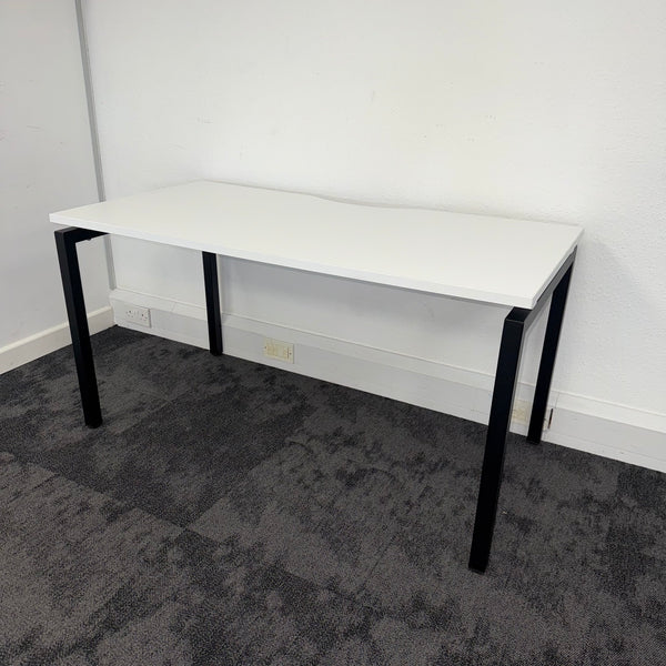 New White Single Bench Desk - 1400x700