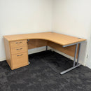 Beech Radial Desk With Desk High Pedestal