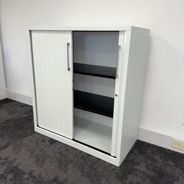 Used White Tambour Cupboard with Lock and Key