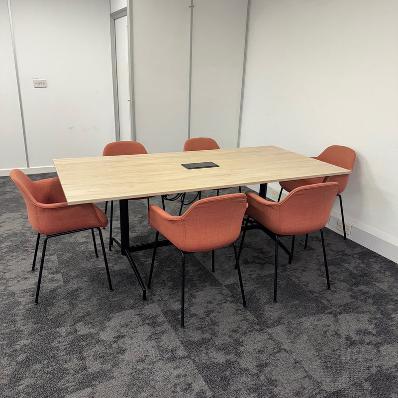 Used Meeting Table Set with 6 Chairs and Power