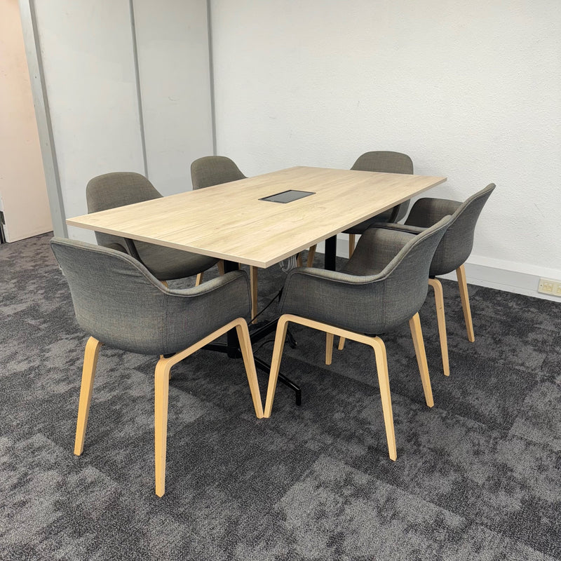 Used Meeting Table Set with Power and Six Chairs