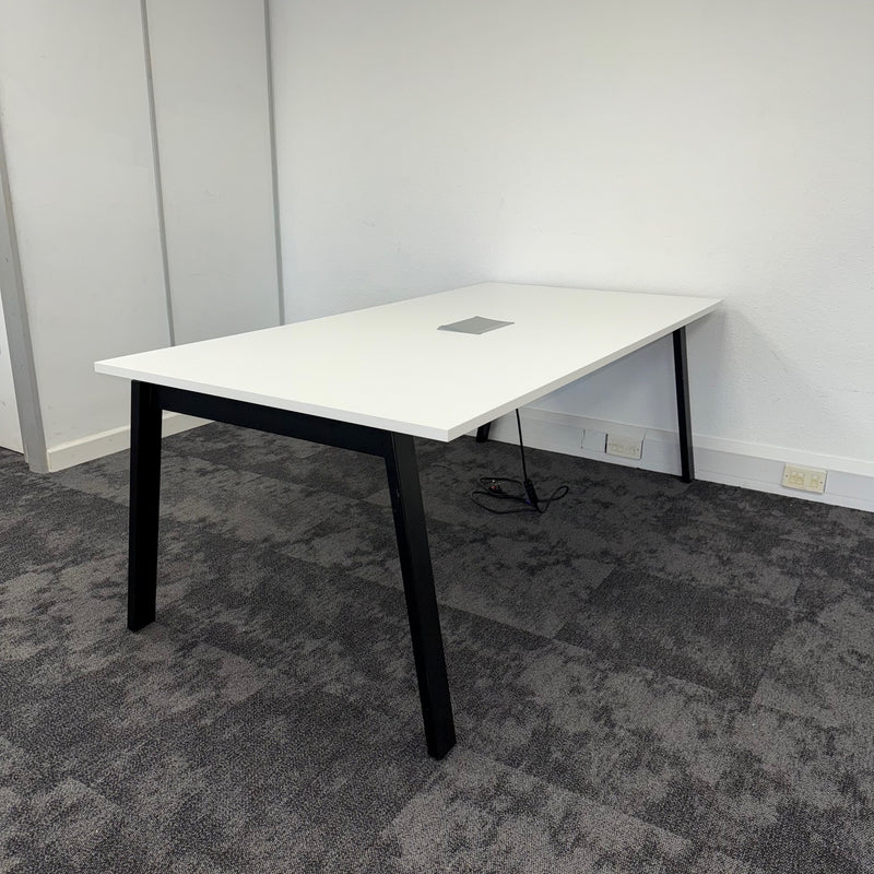 Used White Meeting Table with Central Power