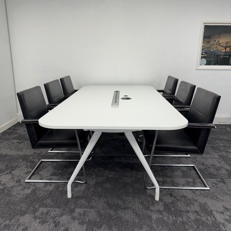 Used Herman Miller Meeting Table with 6 x William Hands Leather Chairs