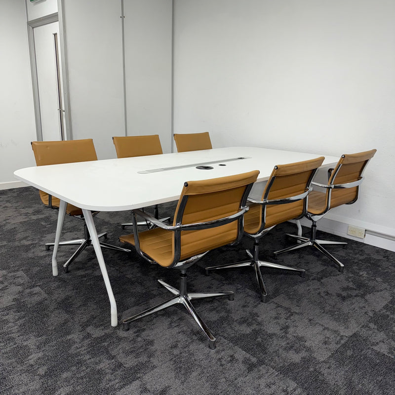 Used Herman Miller Meeting Table with ICF Una Leather Meeting Chairs