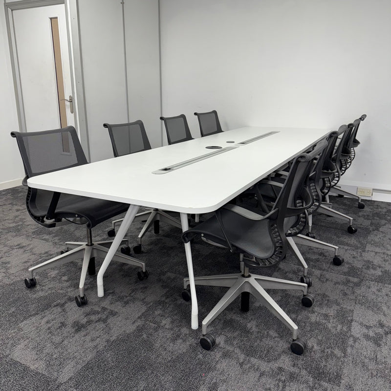 Used Herman Miller Large Meeting Table with 8 Herman Miller Setu Chairs