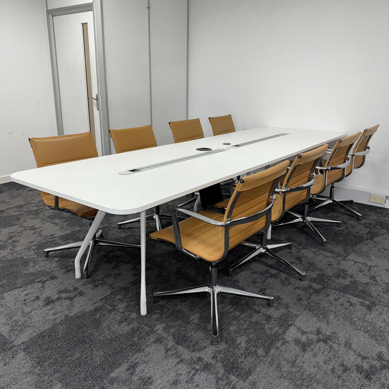 Used Herman Miller Large Meeting Table with 8 ICF Una Chairs