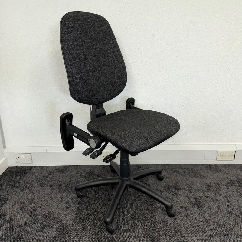 Used Multi Functional Task Chair with Lumbar Pump and Foldaway Arms