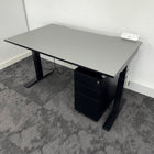 Used Mobili Dual Motor Height Adjustable Desk with Pedestal and Power