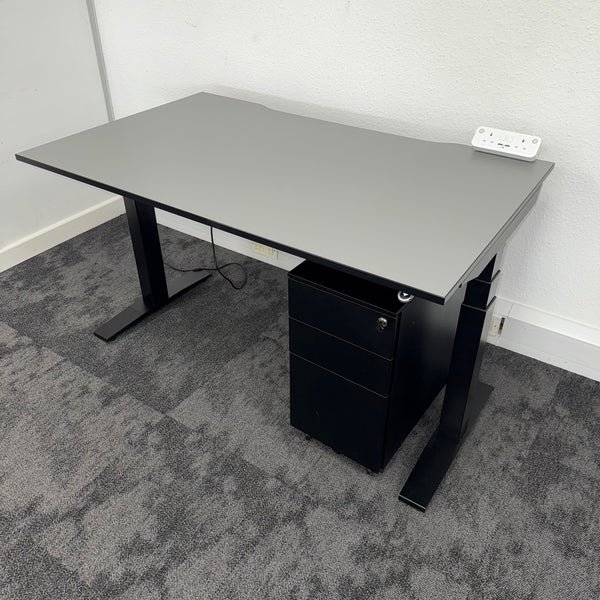 Used Mobili Dual Motor Height Adjustable Desk with Pedestal and Power