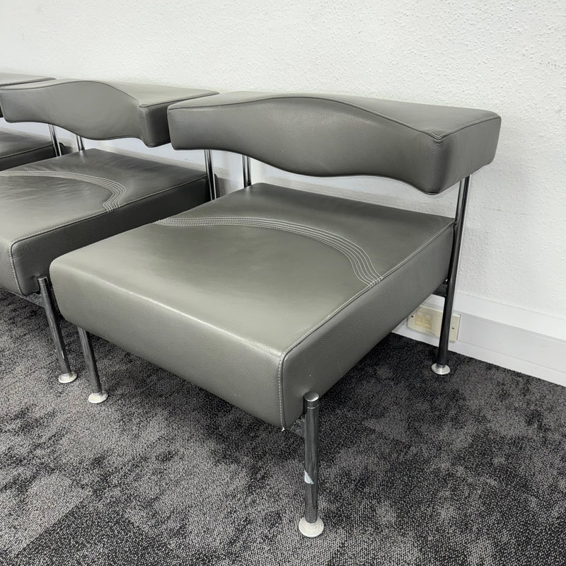 SET OF 3 Used Sitia Momo Grey Leather Sofas