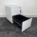 New White Steel 3 Draw Mobile Pedestal