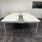 Used Mobili Sliding Top White Bench Desks with Cable Trays - Banks of 4,6,8