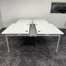 Used Mobili Sliding Top White Bench Desks with Cable Trays - Banks of 4,6,8