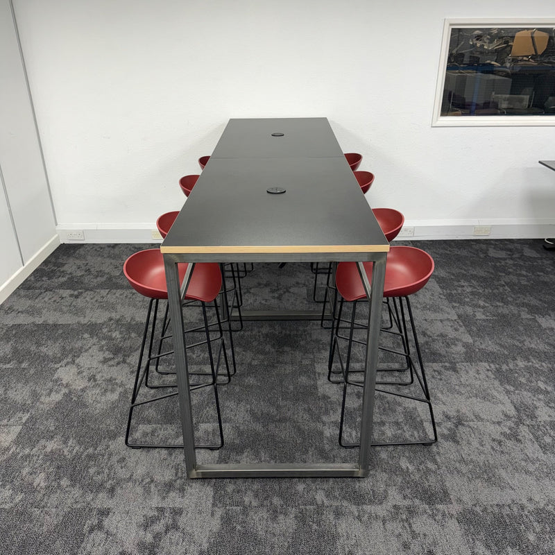 Used HAY Branded High Table and Stool Set with Power