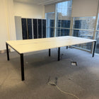 Used White Bench Desk with Cable Tray - Banks of 4,6,8