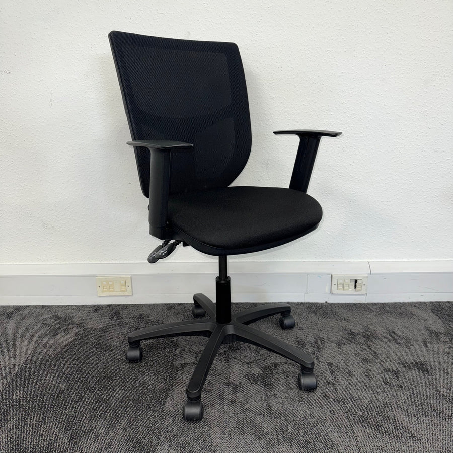 Used Black Mesh Task Chair with Adjustable Arms
