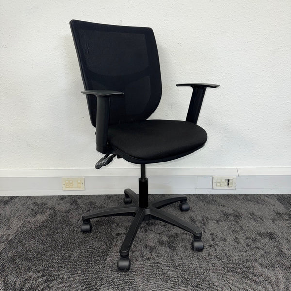 Used Black Mesh Task Chair with Adjustable Arms