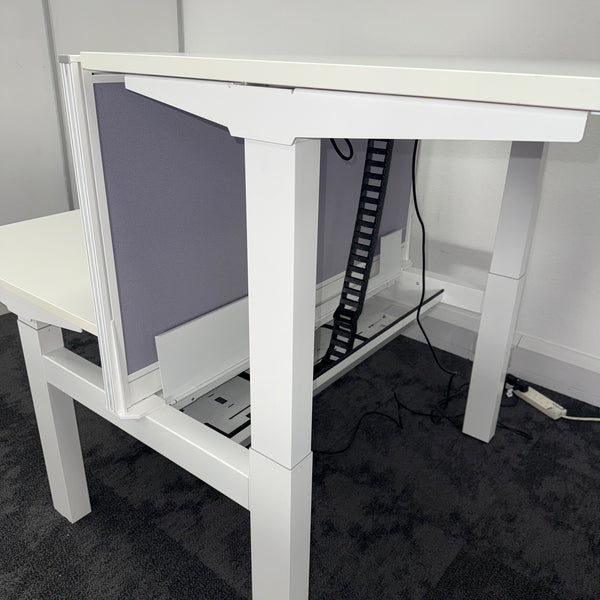 Used Double Electric Bench Desk with Screen and Cable Tray
