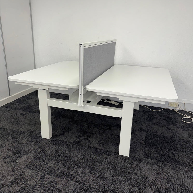 Used Double Electric Desk with Cable Try and Screen