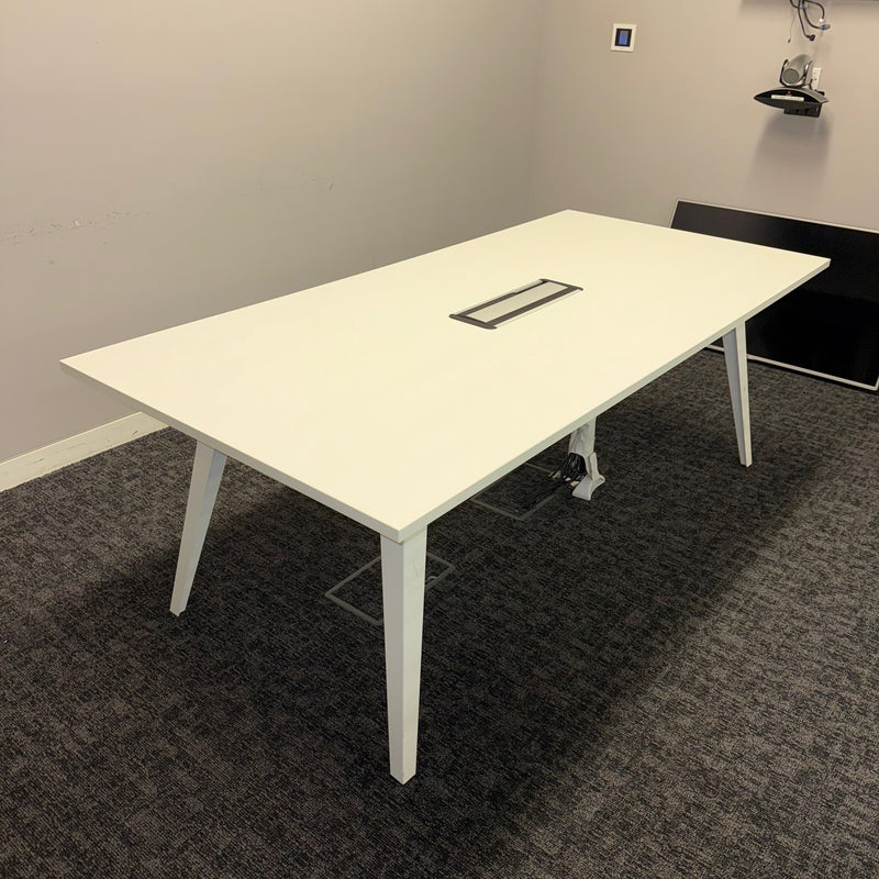 Used Kusch+Co White Meeting Table with Central Power