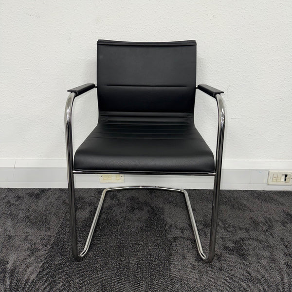 Used ICF Stick Black Leather Meeting Chair