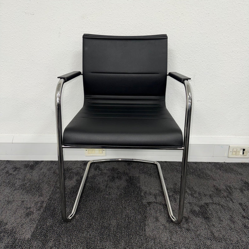 Used ICF Stick Black Leather Meeting Chair