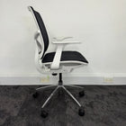 Used Black Mesh Office Chair with White Frame