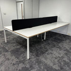 Used Narbutas Nova White Bench Desk with Desktop Power and Cable Tray