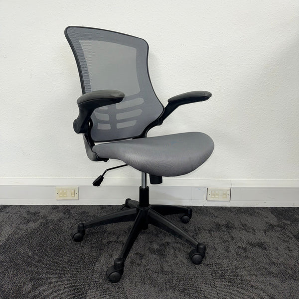 Used Grey Mesh Task Chair with Foldaway Arms