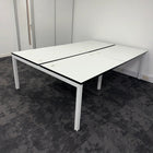 Used White Bench Desk with Cable Management - 1200x800