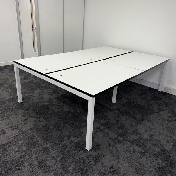 Used White Bench Desk with Cable Management - 1200x800