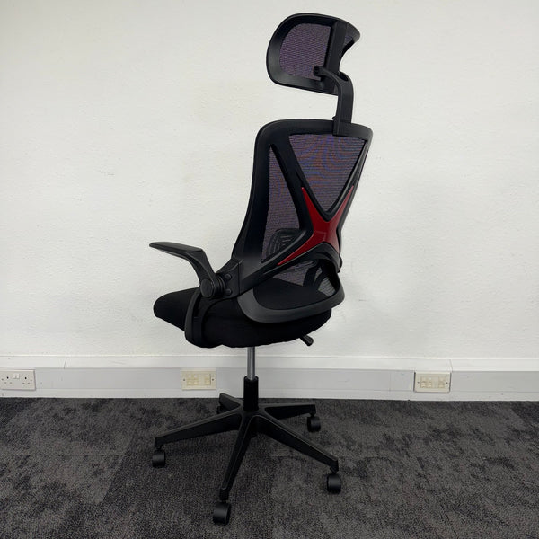 New Capitan Office Chair with Mesh Back Lumbar and Folding Arms Black
