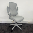 New High Back Mesh Task Chair with Folding Arms - Grey