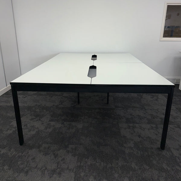 Used White Bench Desk with Cable Tray 1200x800