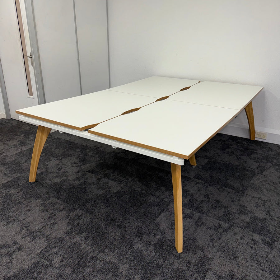 Used Fuze White Bench Desk with Cable Tray 1200x800