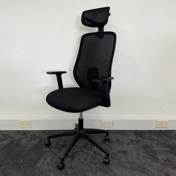 New Black Mesh Task Chair with Adjustable Lumbar and Headrest