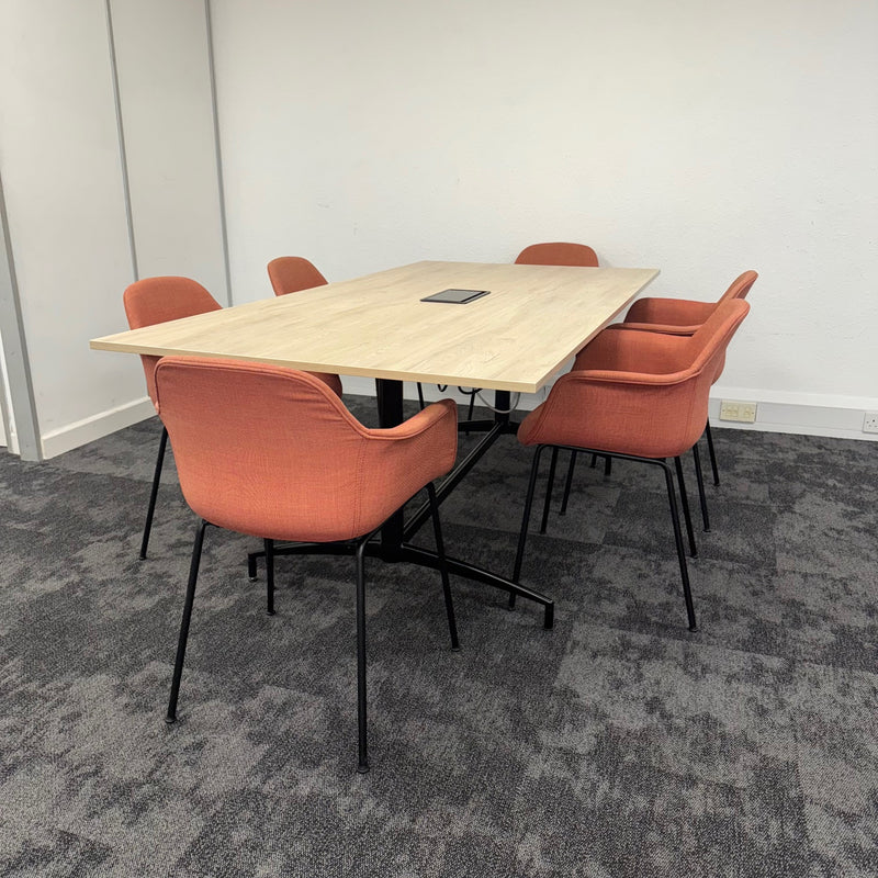 Used Meeting Table Set with 6 Chairs and Power