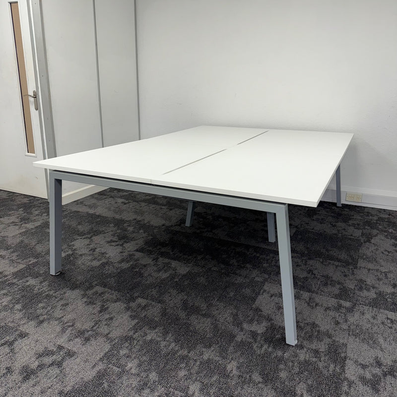 Used White Sliding Top Bench Desk 1400mm - Special Deal