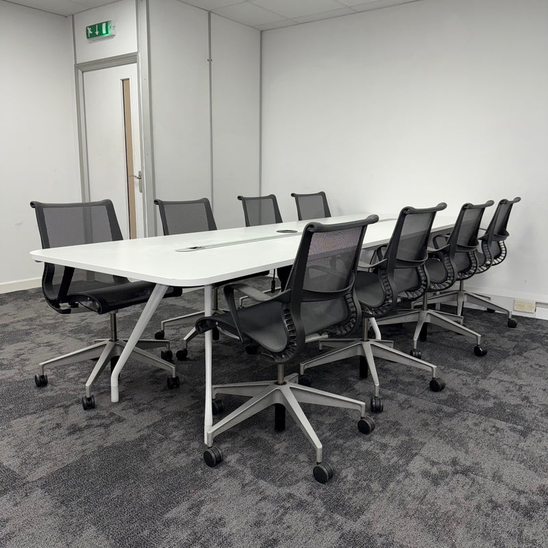 Used Herman Miller Large Meeting Table with 8 Herman Miller Setu Chairs