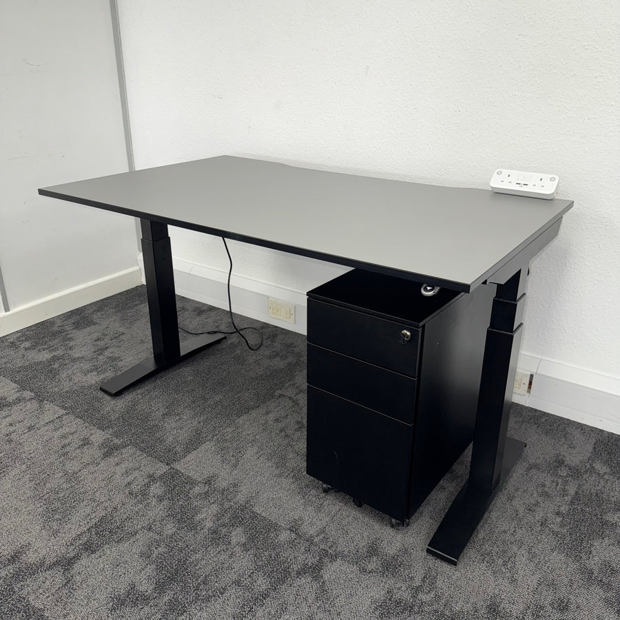 Used Mobili Dual Motor Height Adjustable Desk with Pedestal and Power