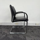 Used Senator Trillips Black and Chrome Leather Meeting Chair