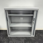 Used Steel Tambour Storage Unit with White Top